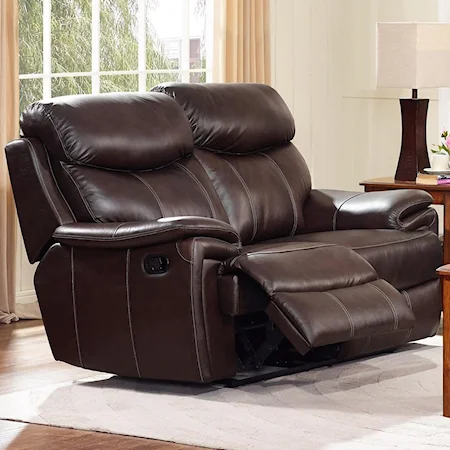 Casual Reclining Loveseat with Full Chaise Seat Cushions